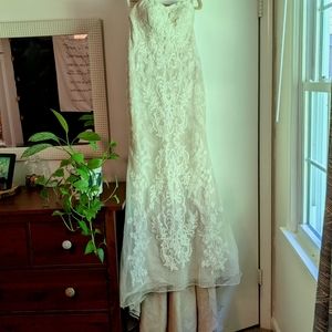 Oleg Cassini Lace Wedding Dress, Size 8, Off-White